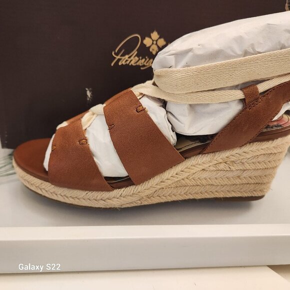 PATRICIA Nash Riva Wedge Sandals Tan Leather. SZ 8, NIB - Picture 1 of 13